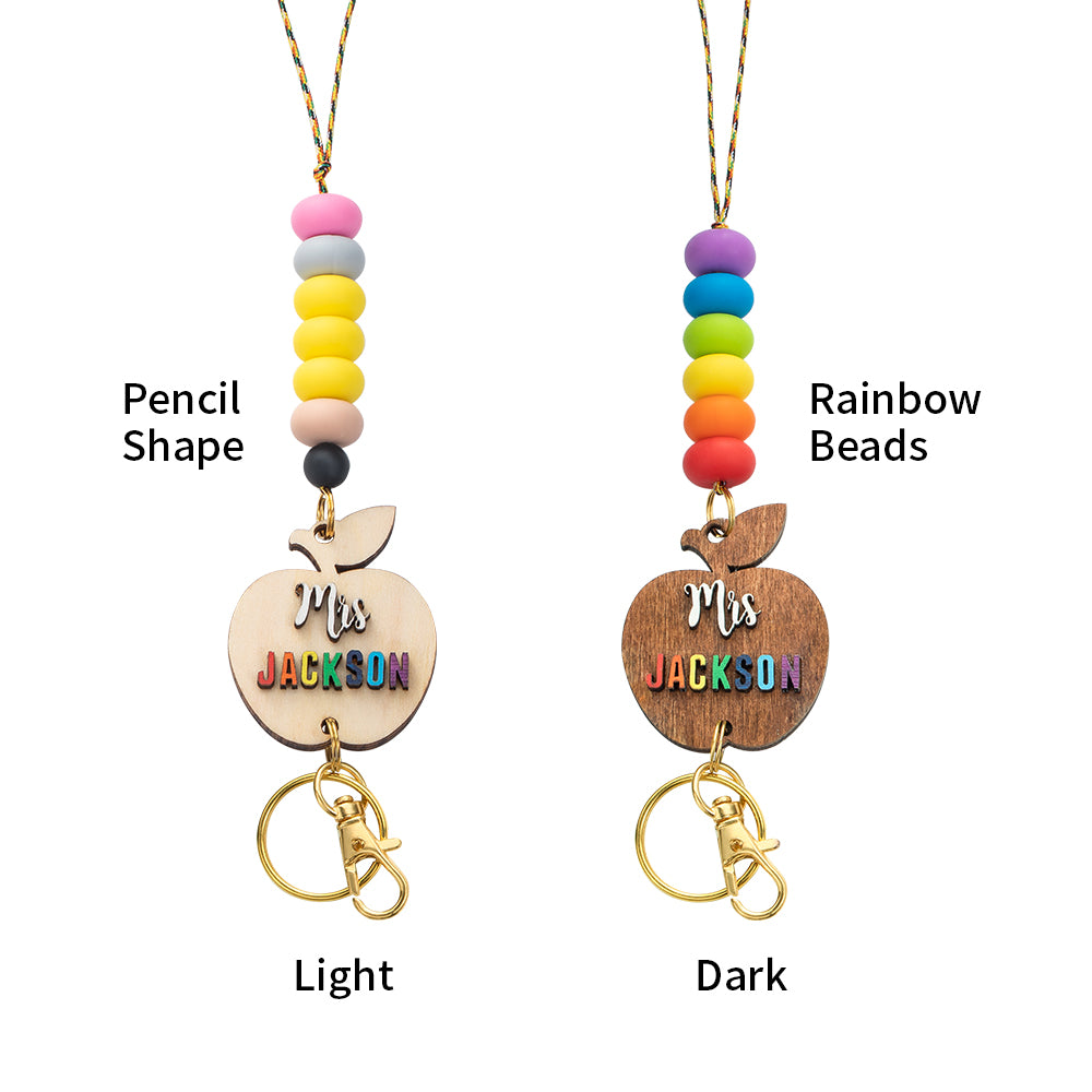 Personalized Wooden Lanyard & Keychain Gift for Teacher - 3D