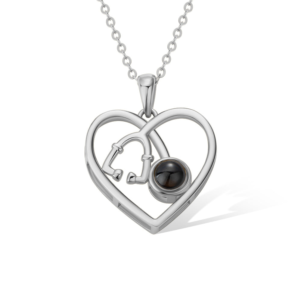 Personalized Heart Stethoscope Projection Necklace