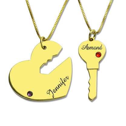 Key to My Heart Couple Necklaces Set of 2 Names Pendant