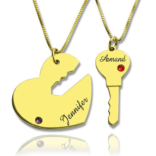 Key to My Heart Couple Necklaces Set of 2 Names Pendant