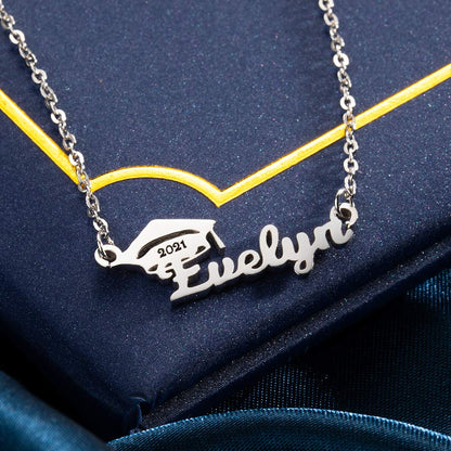 Personalized Bachelor Cap Name Necklace Graduation Gifts