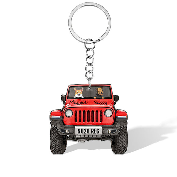 Personalized Jeep Dog Keychain