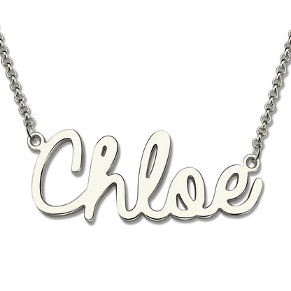 Personalized Cursive Style Name Necklace In Sterling Silver