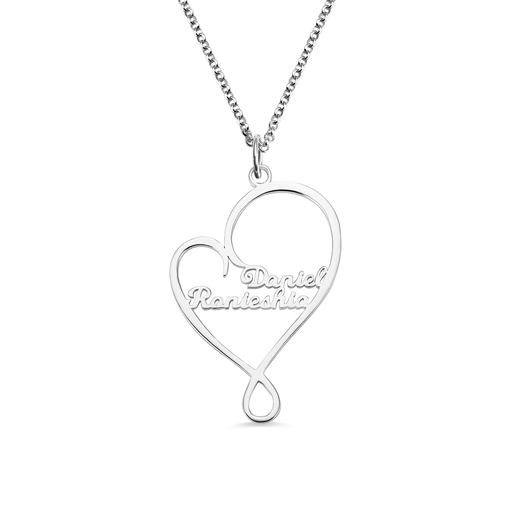 Personalized Heart and Hug Necklace for Mom Sterling Silver 925