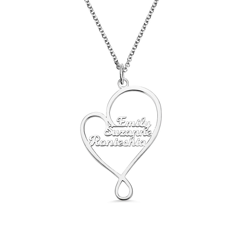 Personalized Heart and Hug Necklace for Mom Sterling Silver 925