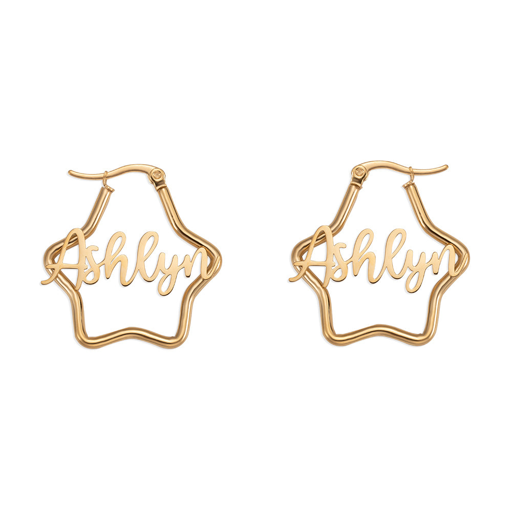 Personalized Three-Dimensional Stars Name Earrings