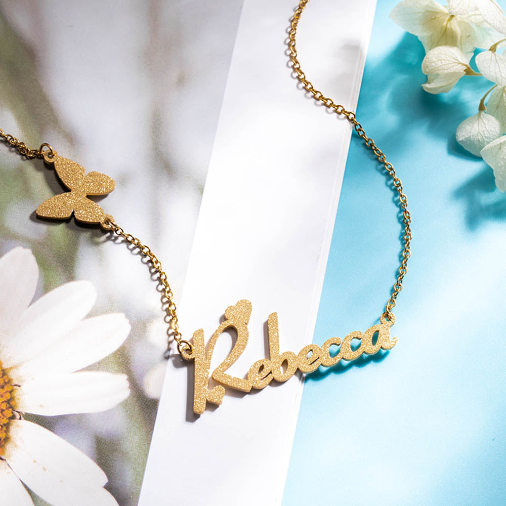 Custom Fashion Butterfly Clavicle Name Necklace