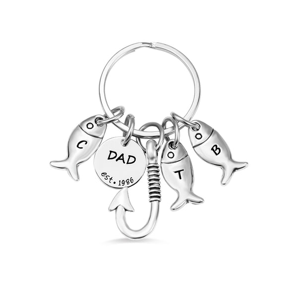 Personalized Father Fishing Keychain