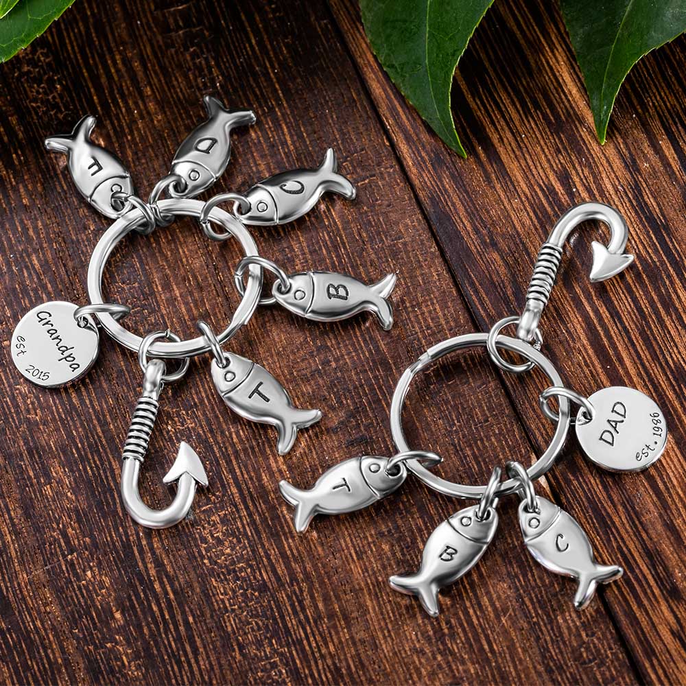 Personalized Father Fishing Keychain