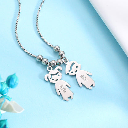 Personalized Kids Charms Necklace Stainless Steel