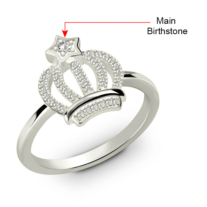 Sparkle Star-shaped Birthstone Crown Ring