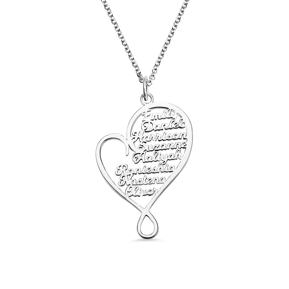 Personalized Heart and Hug Necklace for Mom Stainless Steel