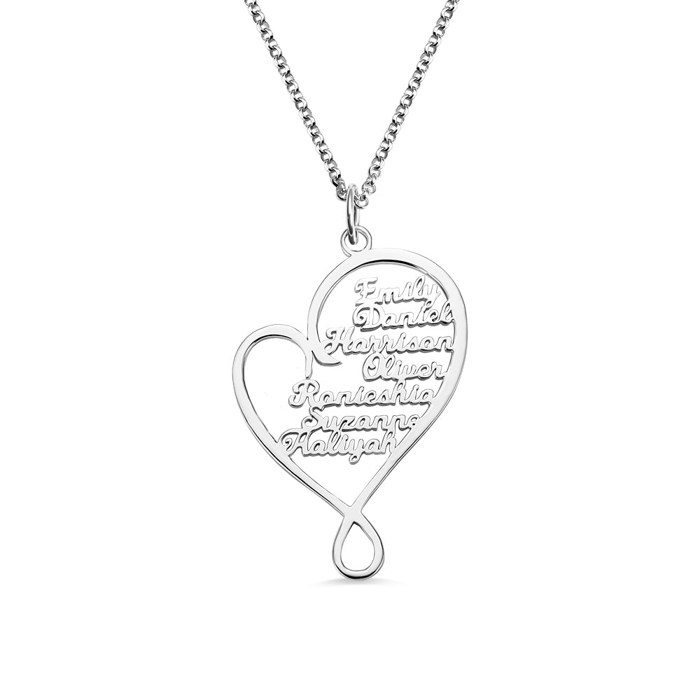 Personalized Heart and Hug Necklace for Mom Stainless Steel