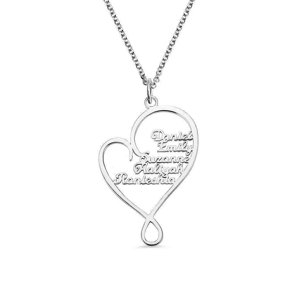 Personalized Heart and Hug Necklace for Mom Stainless Steel