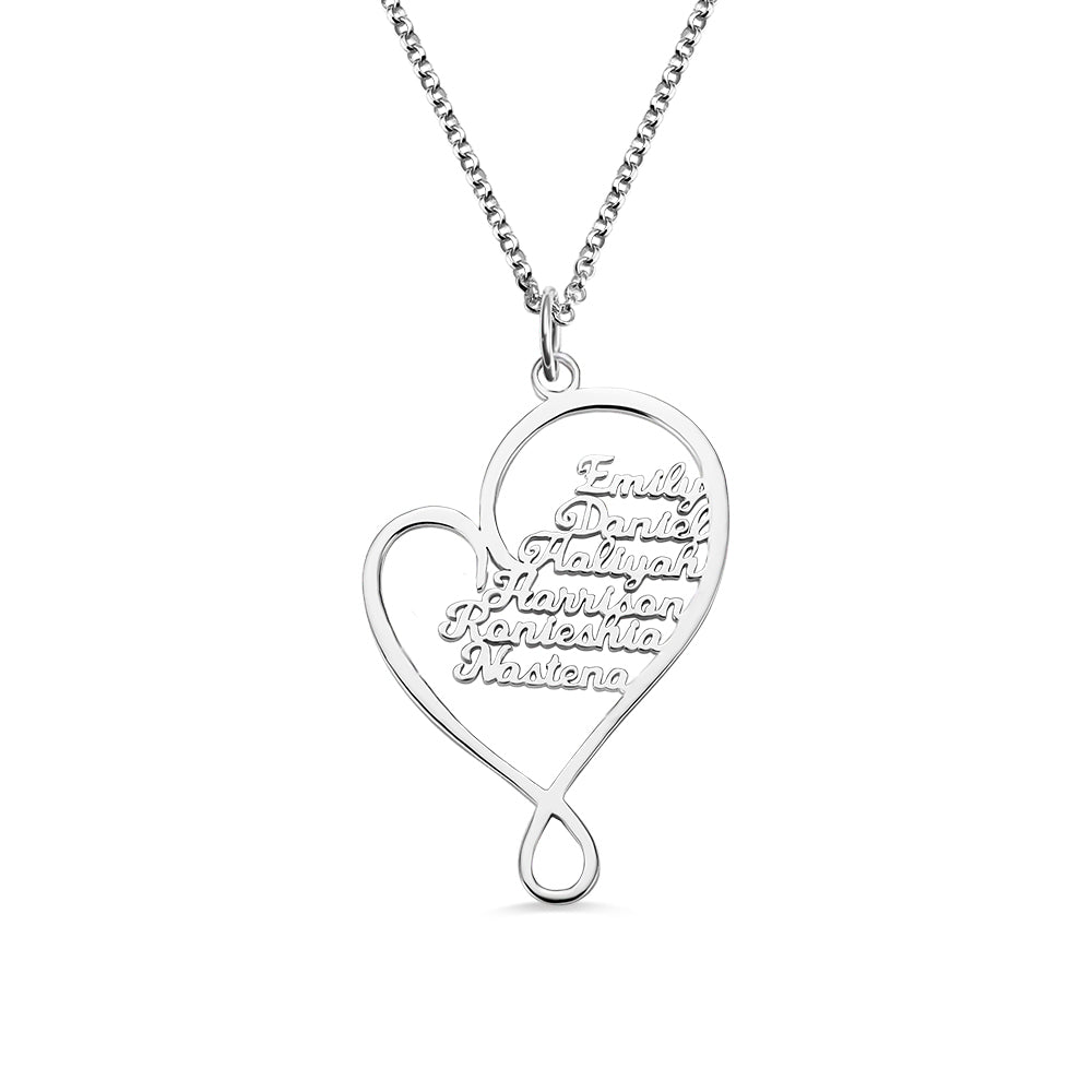 Personalized Heart and Hug Necklace for Mom Stainless Steel