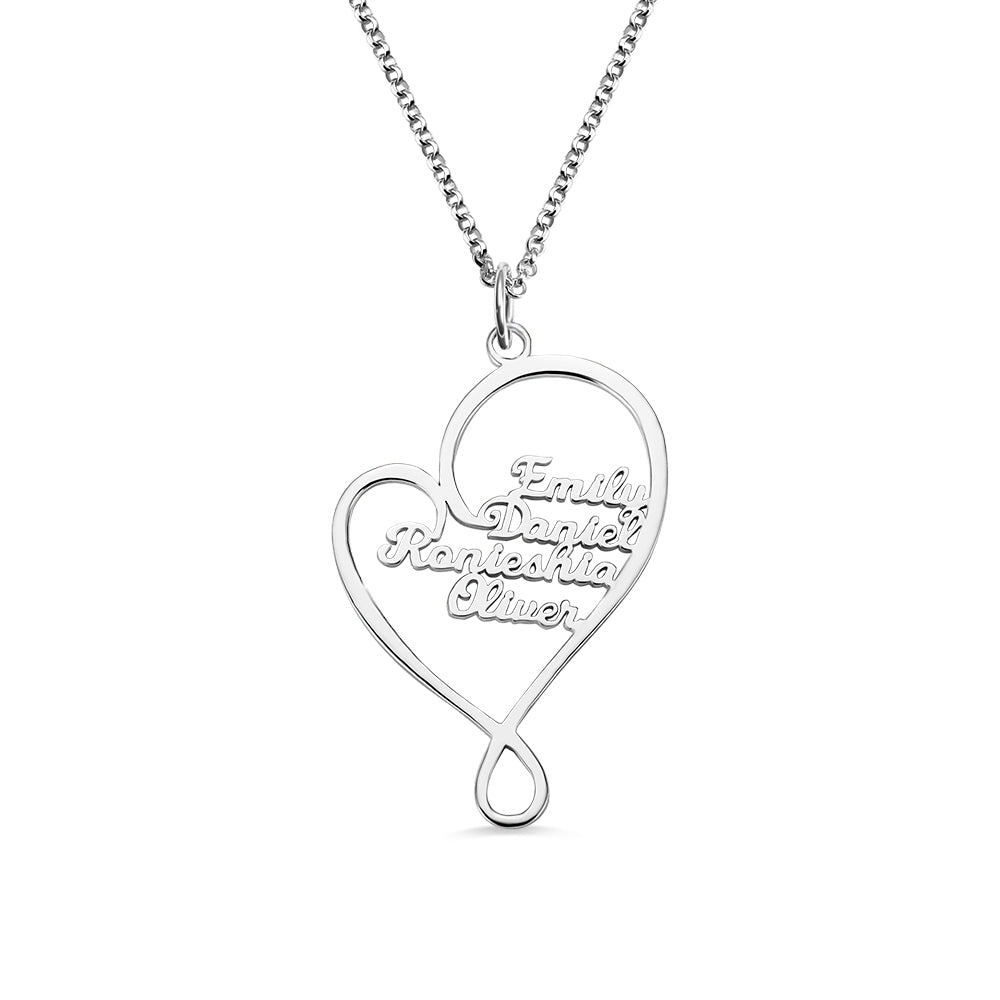 Personalized Heart and Hug Necklace for Mom Stainless Steel