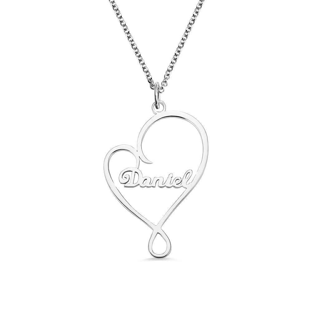 Personalized Heart and Hug Necklace for Mom Stainless Steel