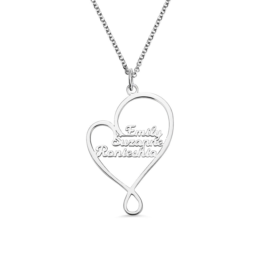 Personalized Heart and Hug Necklace for Mom Stainless Steel