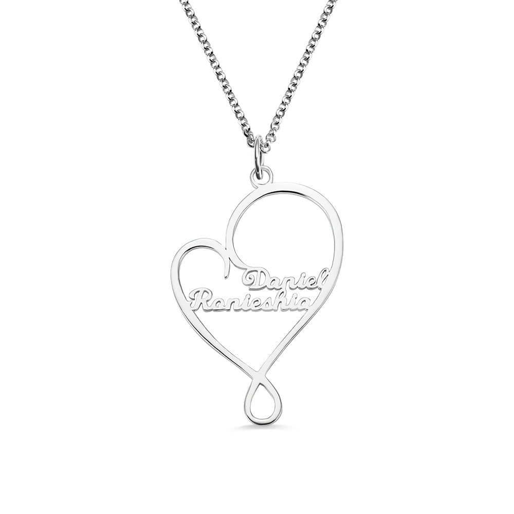 Personalized Heart and Hug Necklace for Mom Stainless Steel