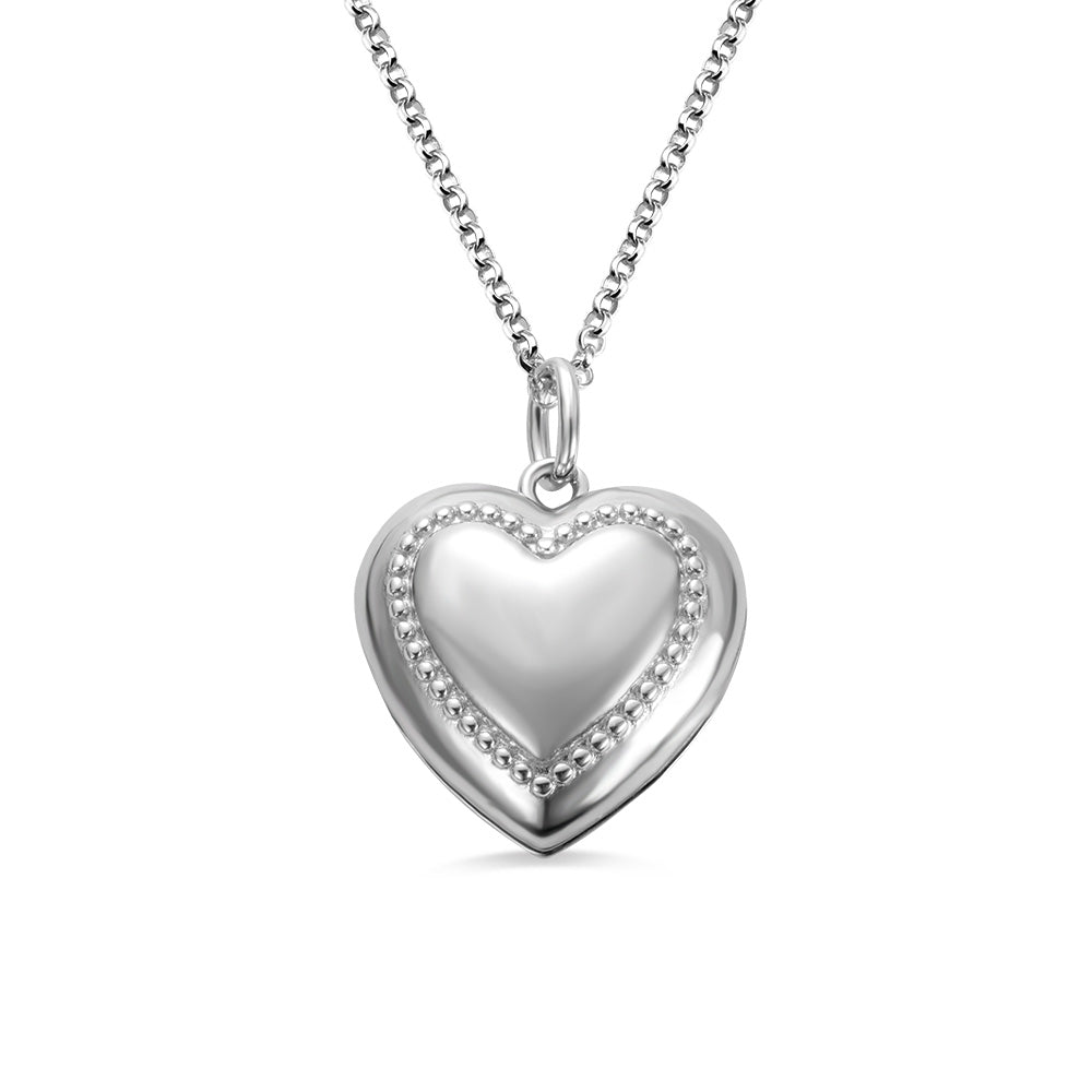 Personalized Heart Photo Necklace with Engraving Sterling Silver