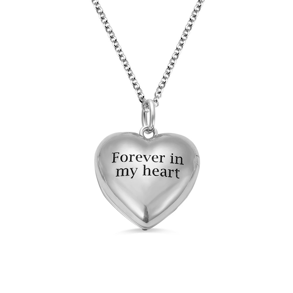 Personalized Heart Photo Necklace with Engraving Sterling Silver