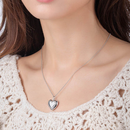 Personalized Heart Photo Necklace with Engraving Sterling Silver