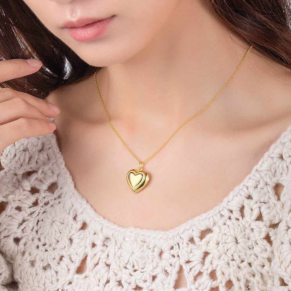 Personalized Heart Photo Necklace with Engraving Sterling Silver