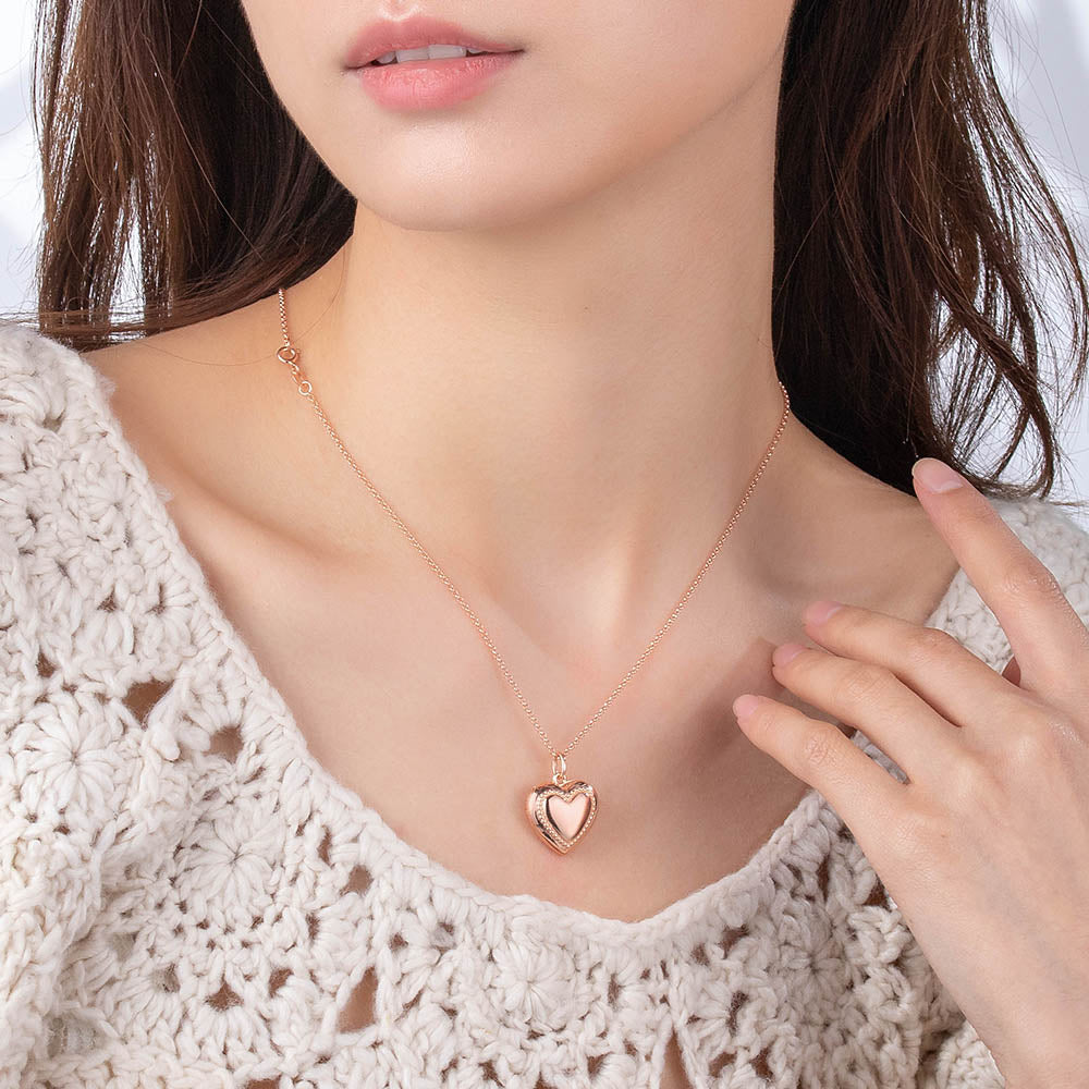 Personalized Heart Photo Necklace with Engraving Sterling Silver