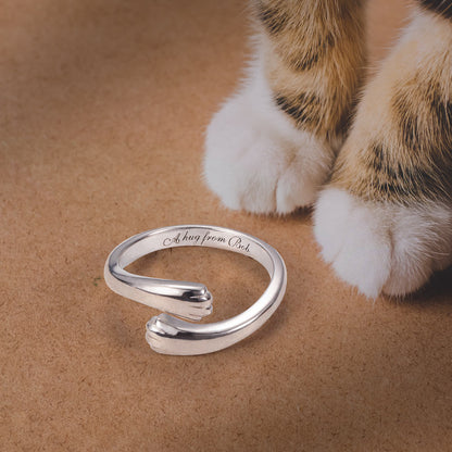 Personalized Cat Paw Hug Ring