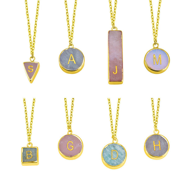 Customized Initials on A Stone Necklace