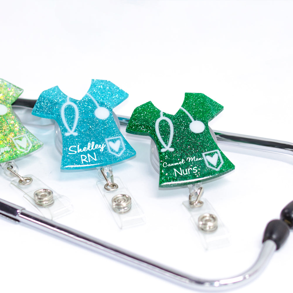 Personalized Medical Badge Reel Small Glitter