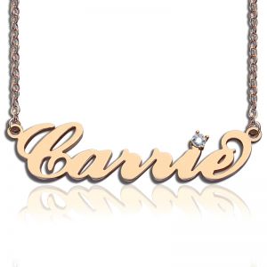 Sterling Silver Carrie Name Necklace With Birthstone