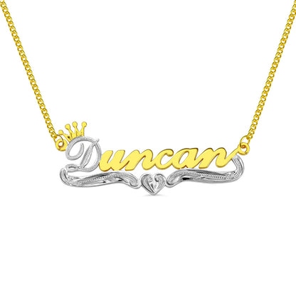 Personalized Crown Name Necklace in Gold