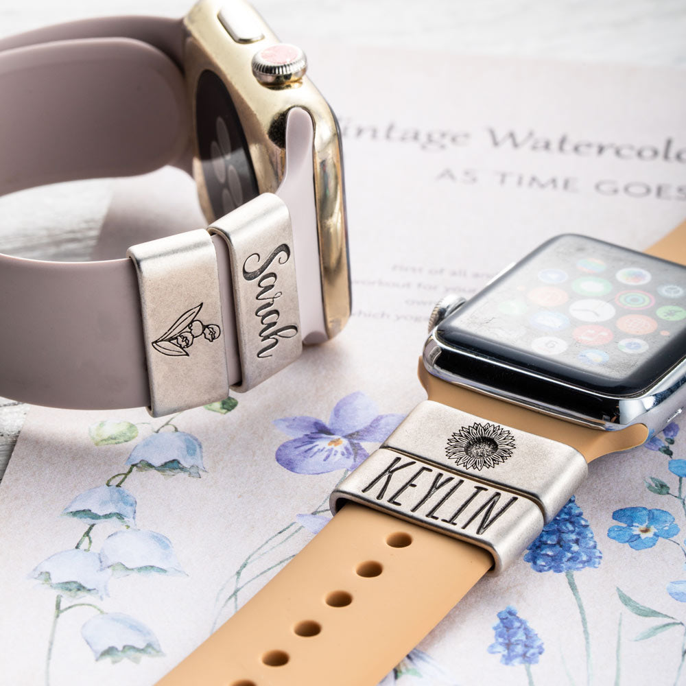Custom Birth Flower Watch Band Charm Accessory