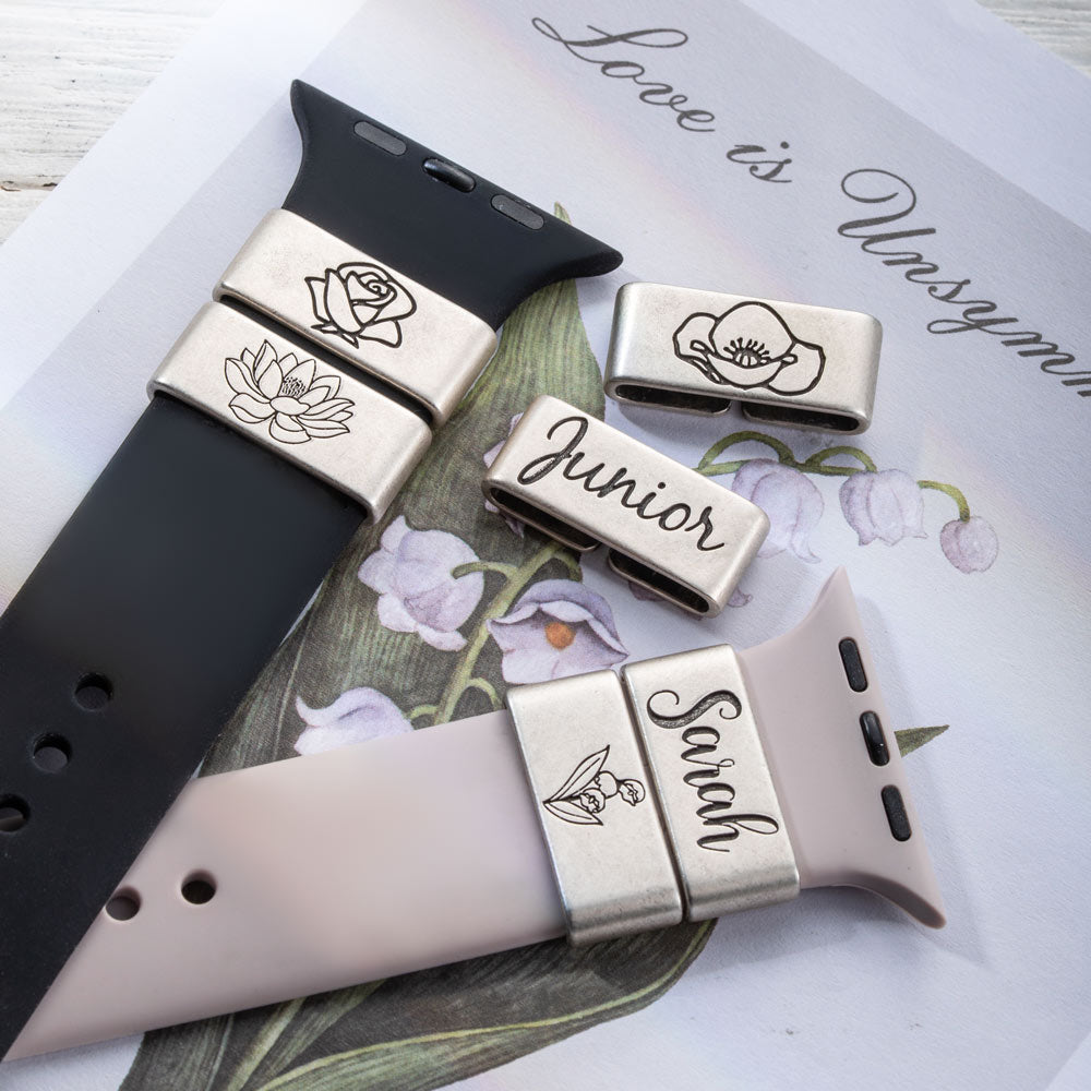 Custom Birth Flower Watch Band Charm Accessory