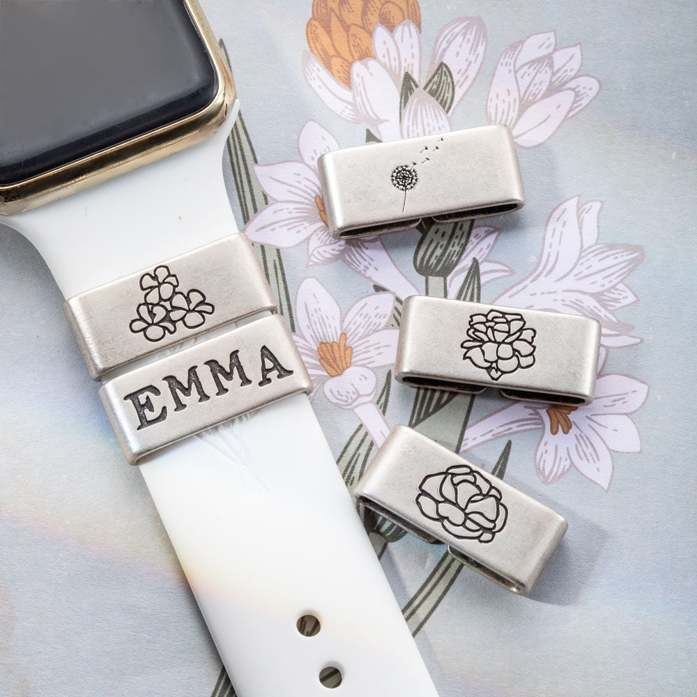 Custom Birth Flower Watch Band Charm Accessory