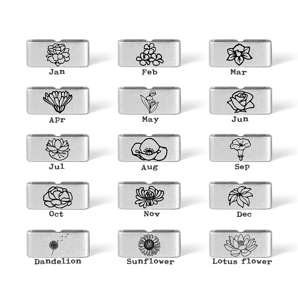 Custom Birth Flower Watch Band Charm Accessory
