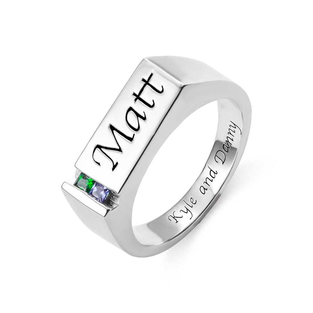 Personalized Birthstone Family Ring for Men