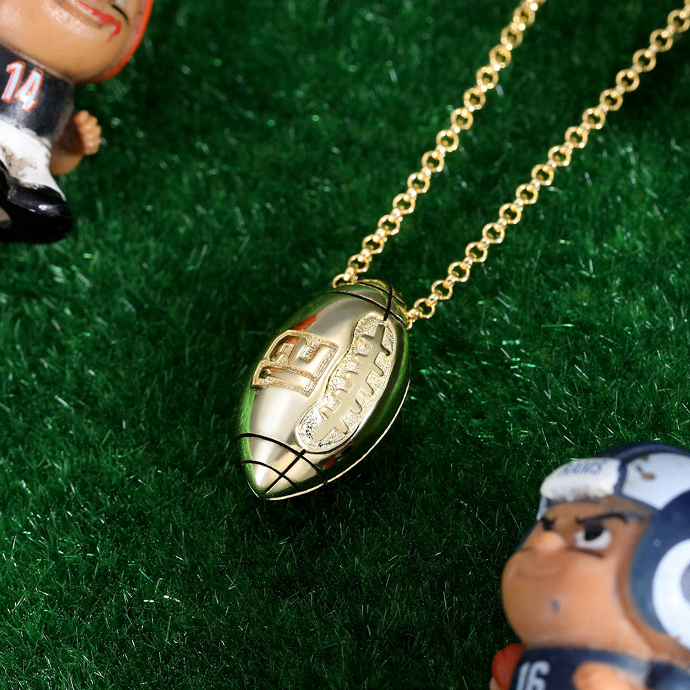 Engraved Football Necklace in Gold