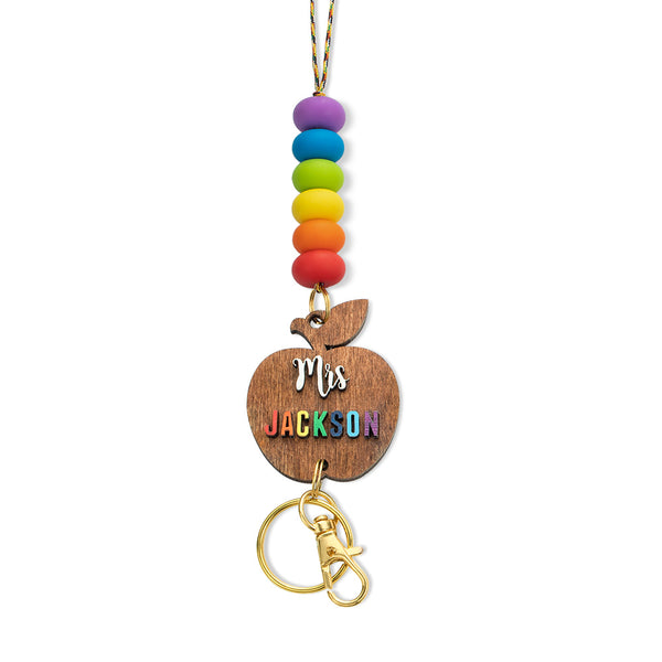 Personalized Wooden Lanyard & Keychain Gift for Teacher - 3D