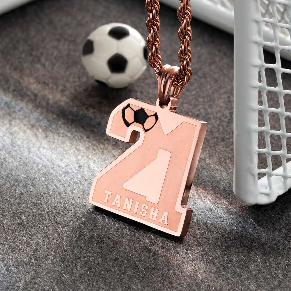 Custom Soccer Number Necklace with Name