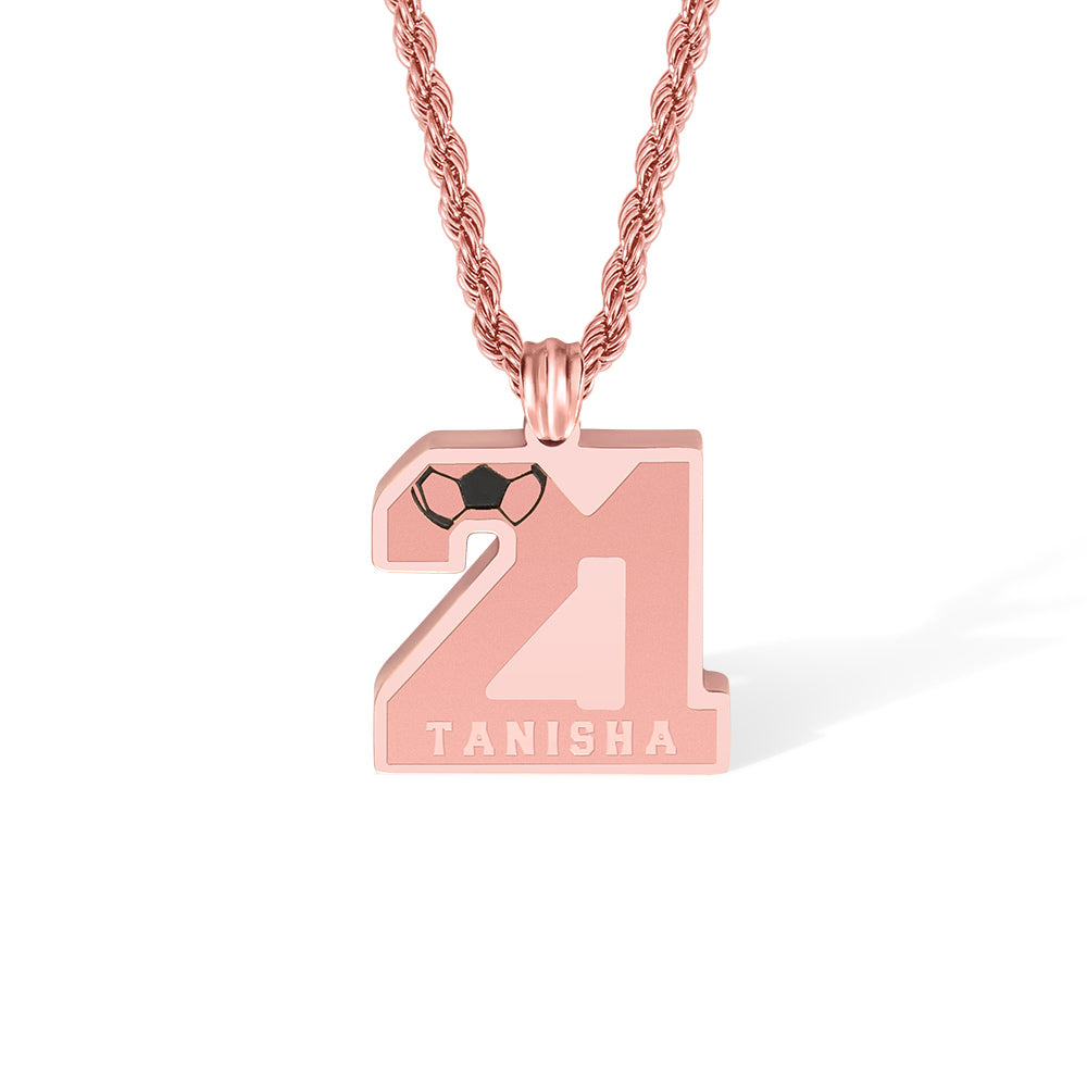 Custom Soccer Number Necklace with Name