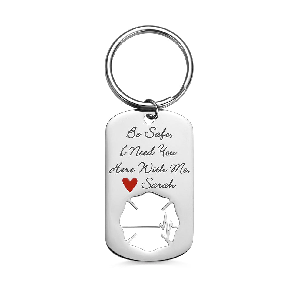 Personalized Firefighter Badge Keychain