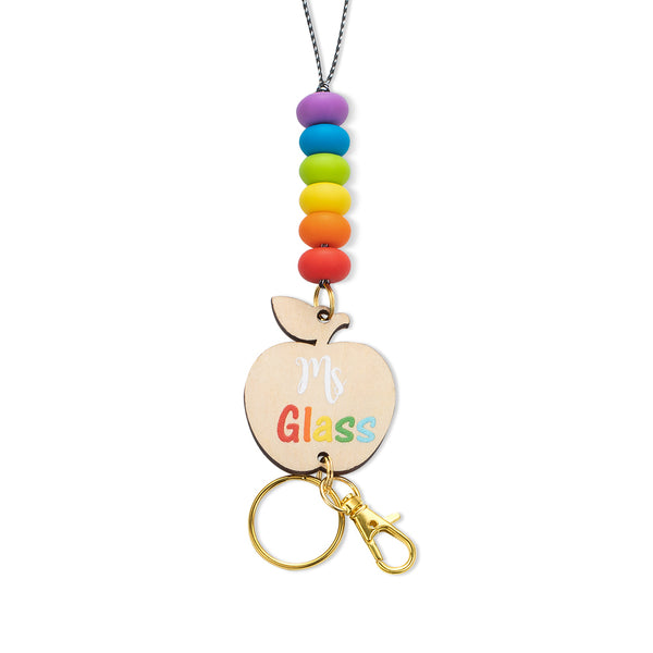 Personalized Wooden Lanyard & Keychain Gift for Teacher - Flat
