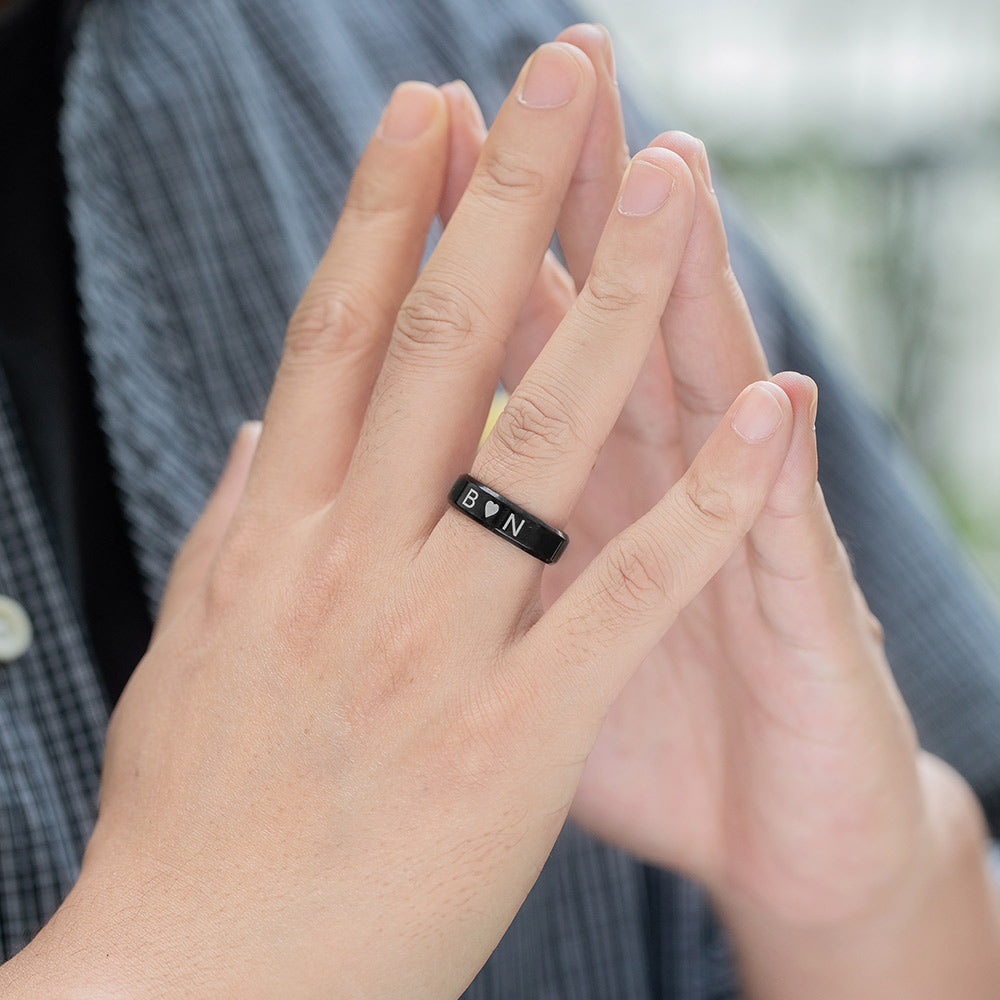 Men's Engraved Ring Stainless Steel Promise Rings