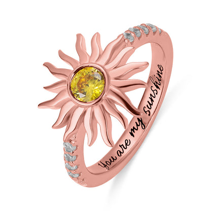 Personalized You Are My Sunshine Birthstone Ring