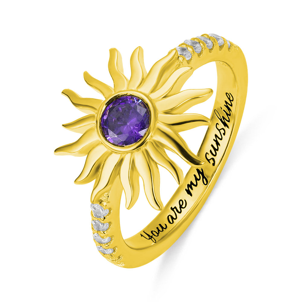 Personalized You Are My Sunshine Birthstone Ring