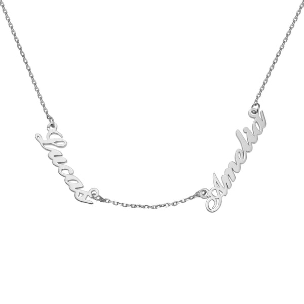 Personalized Double Name Necklace in Sterling Silver