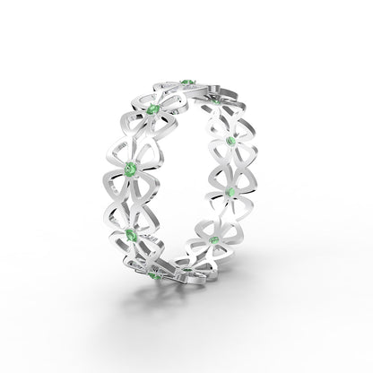 Personalized Four-Leaf Clover Array Birthstone Ring