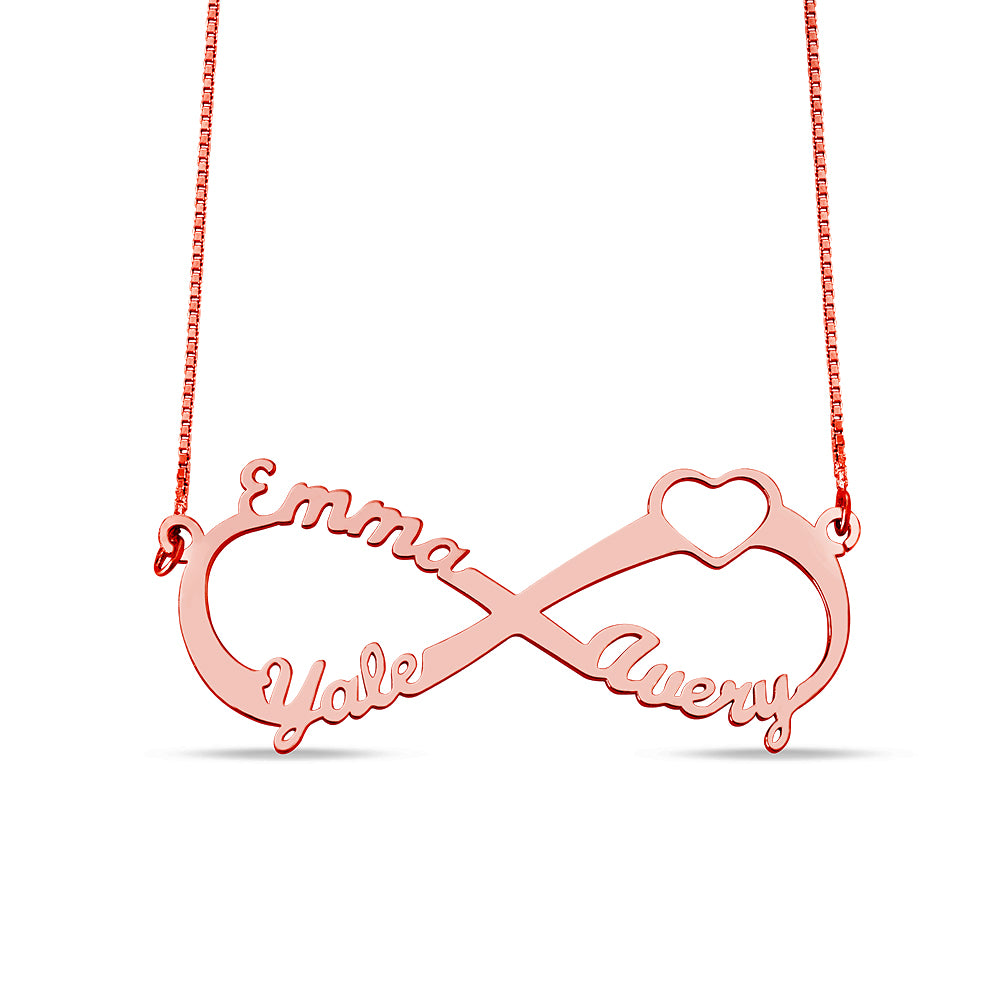 Adorable Heart Infinity 3 Names Necklace